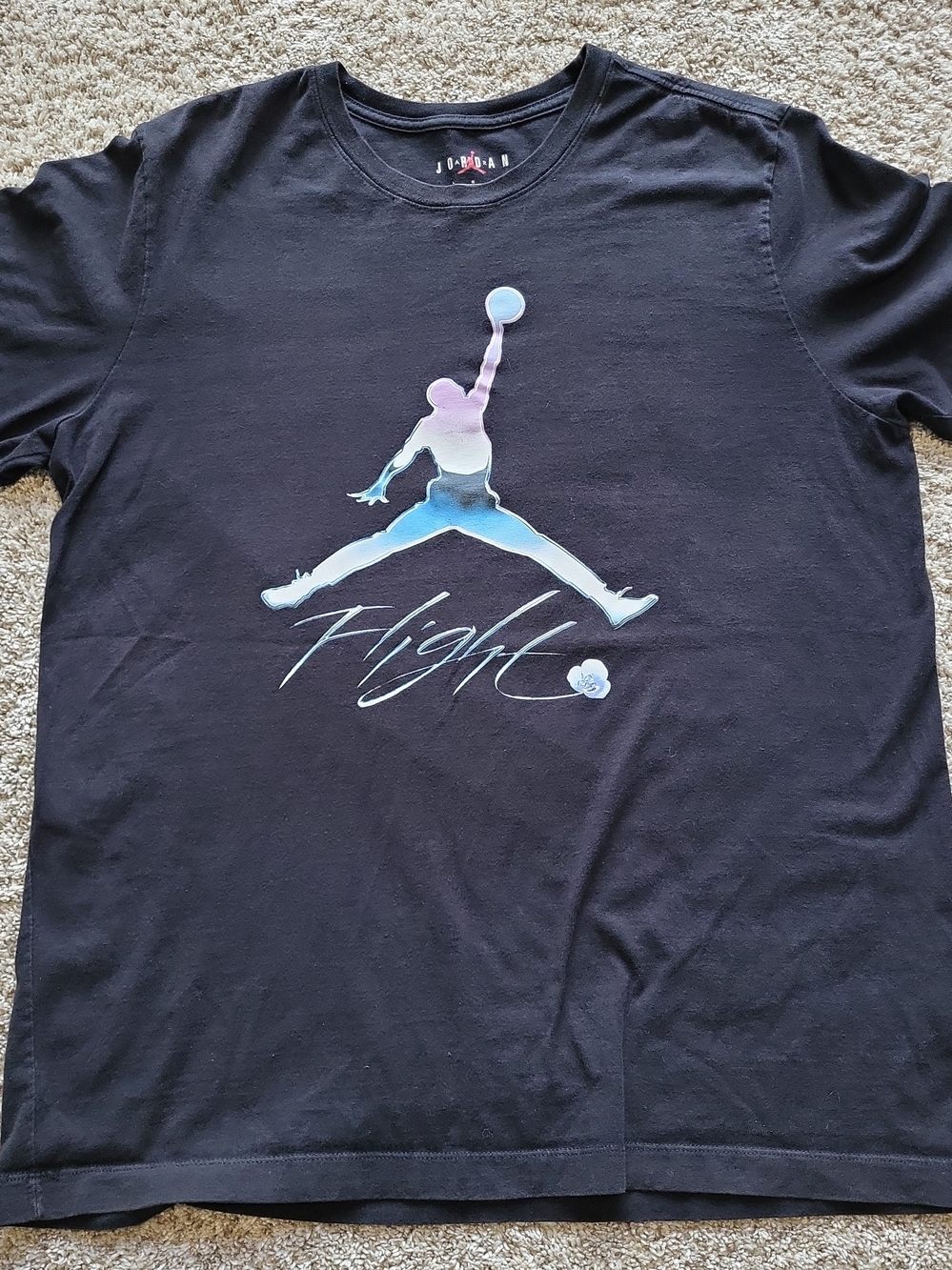 Jordan Flight T Shirt Mens L Black Jumpman Blue Purple Graphic Tee Nike